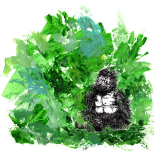 Gorilla Abstrakt (Acryl, Tusche)